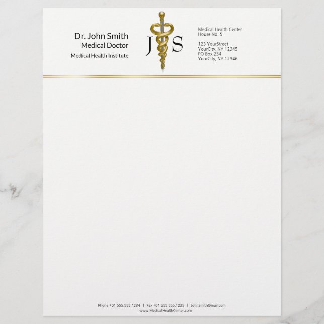 Membrete Noble elegancia médica elegancia dorada Asclepio (Anverso)