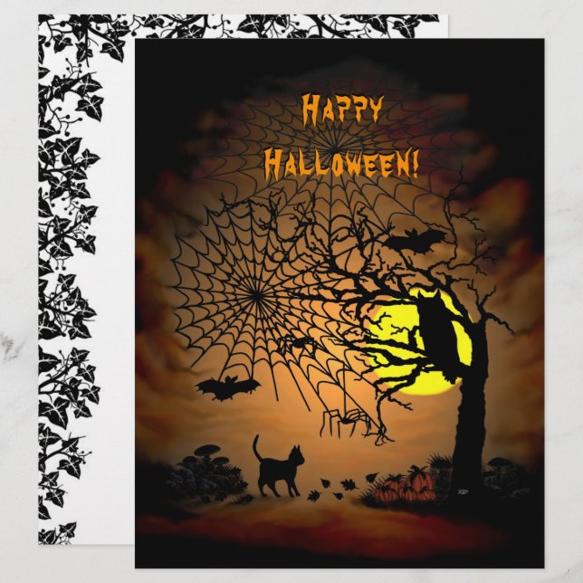 Membrete Noche de Halloween, ¡Feliz Halloween! (Anverso / Reverso)