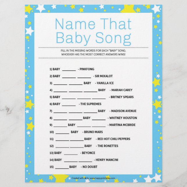 Membrete Nombrar esa canción del bebé [Starry Night Blue] (Anverso)