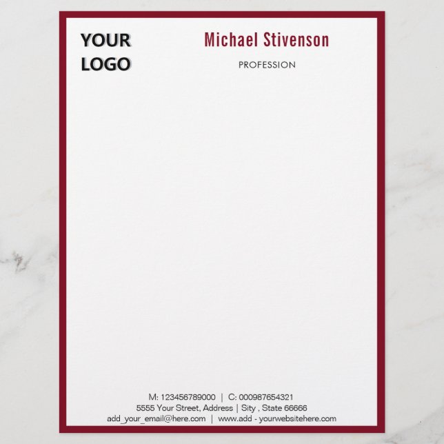 Membrete Nombre del logotipo de personalizado Dirección Inf (Anverso)