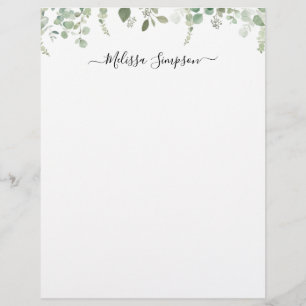 Membrete nombre personalizado eucalipto foliage