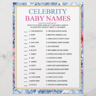 Membrete Nombres de bebés de celebridades [acuarelas floral