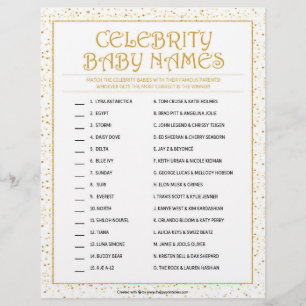 Membrete Nombres de bebés de celebridades [Golden Sparkles]