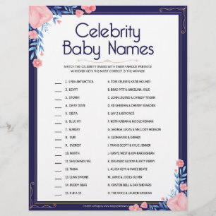 Membrete Nombres de bebés de celebridades [marco floral]