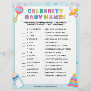 Membrete Nombres de bebés famosos [Baby Basics Blue]