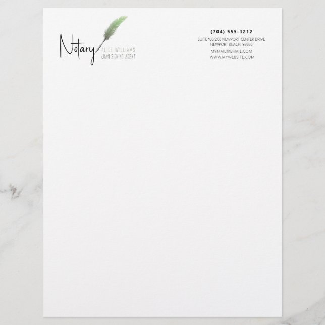 Membrete Notario minimalista Verde y Blanco Simple Moderno (Anverso)