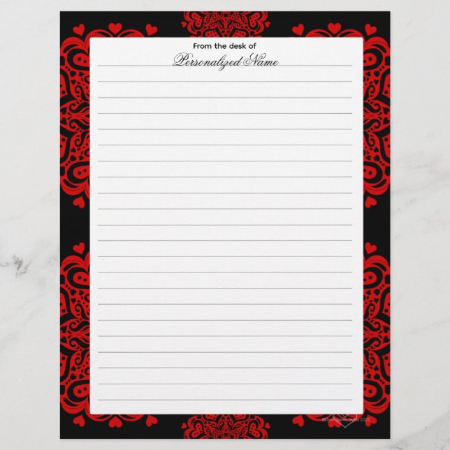 Membrete Notas de amor intrincadas - Llenado negro (Anverso)