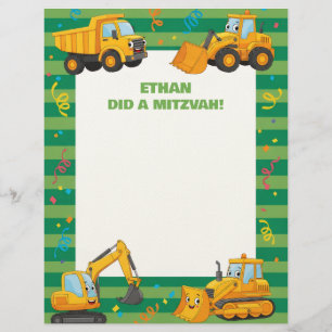 Membrete Notas de Mitzvah personalizadas de los camiones de