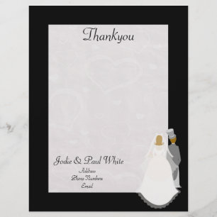 Membrete Novia y Groom - Negro - Letterhead de Gracias