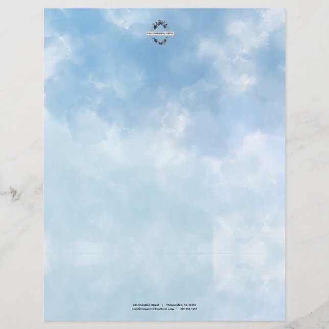 Membrete Nube de acuarela de cielo azul suave (Anverso)