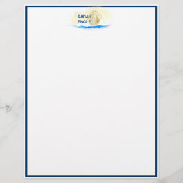 Membrete Nueva Inglaterra Watercolor Seashore Shell