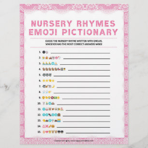 Membrete Nursery Rhymes Emoji Pictionary [Lujo Rosa]
