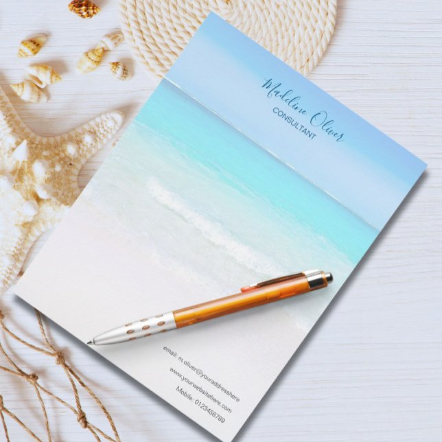 Membrete Ocean Beach Sea Travel Aqua Blue Stylish (Subido por el creador)