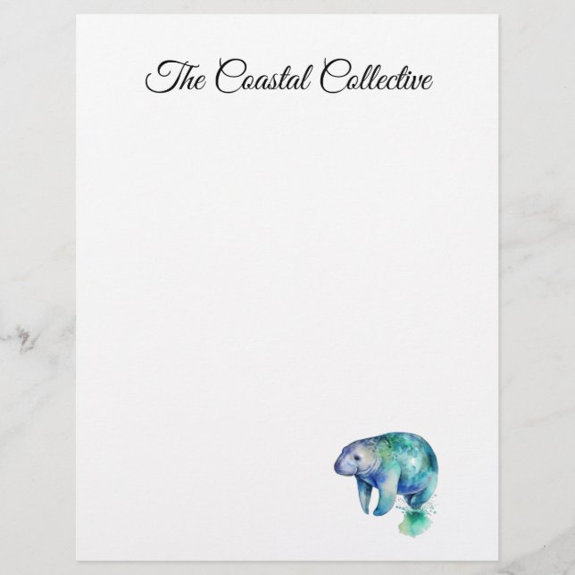 Membrete Ocean Whisper Manatee, custom (Anverso)