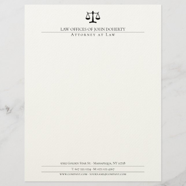 Membrete OFICINA DE DERECHO | Elegante (Anverso)