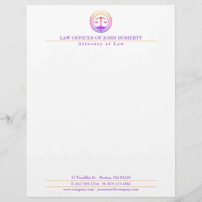 Membrete OFICINA DE DERECHO | Elegante (Anverso)
