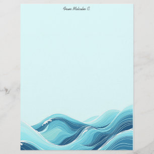 Membrete Olas del océano azul abstracto
