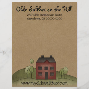 Membrete Olde Red Saltbox Primitive Letterhead