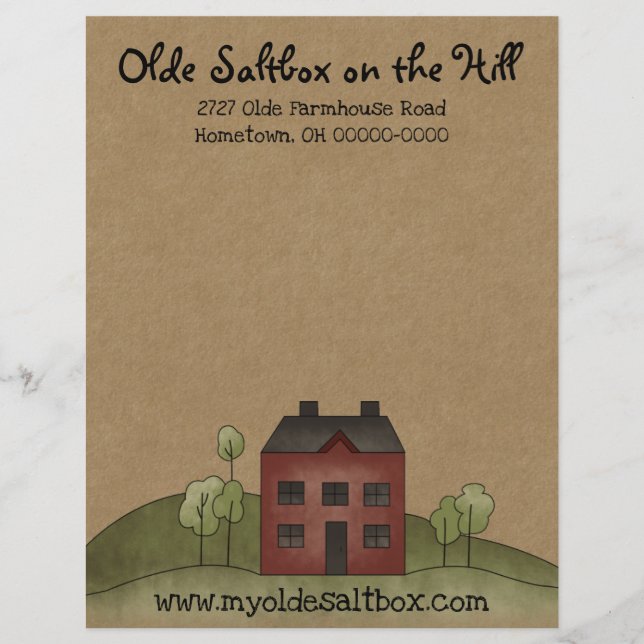 Membrete Olde Red Saltbox Primitive Letterhead (Anverso)