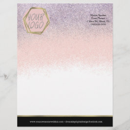 Membrete Ombre Glitter Tu logotipo de marca rosa púrpura
