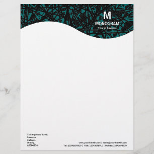 Membrete Onda de monograma - Líneas abstractas - Verde mosc