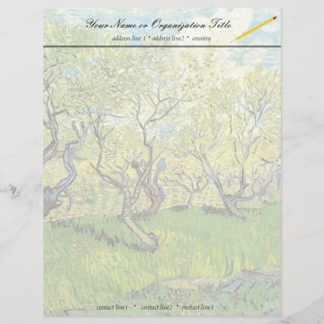 Membrete Orchard en Blossom, Vincent van Gogh. (Anverso)