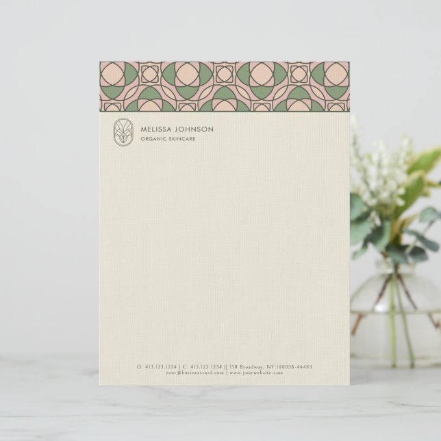Membrete Organic Botanical QR Modern Business Letterhead (Anverso de pie)