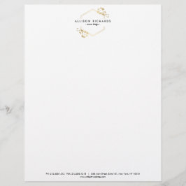 Membrete Ornate Gold Vine and Leaf Emblem Letterhead