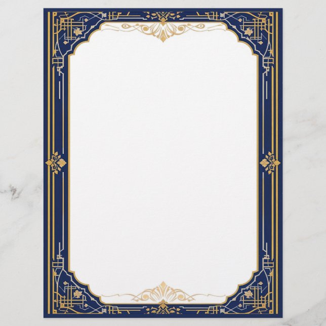 Membrete Oro azul y decoración Art Deco Blanco (Anverso)
