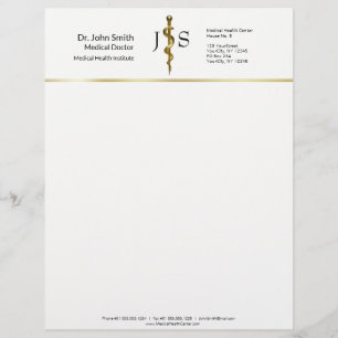 Membrete Oro en la franja blanca clásica de Asclepius Medic