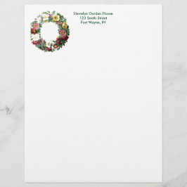 Membrete Página Botánica Vintage - Floral Wreath