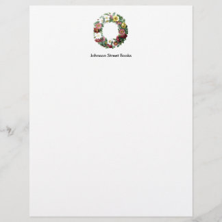 Membrete Página Botánica Vintage - Floral Wreath