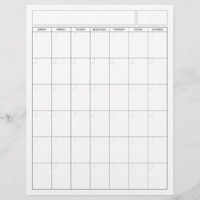 Membrete Página Calendario en Blanco - Vista de retrato de  (Anverso)