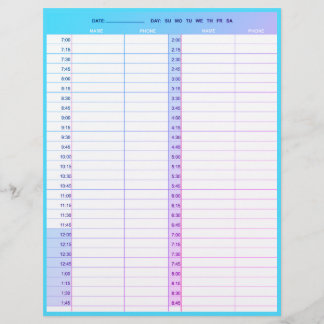 Membrete Páginas del libro de citas de 1 día del salón de p