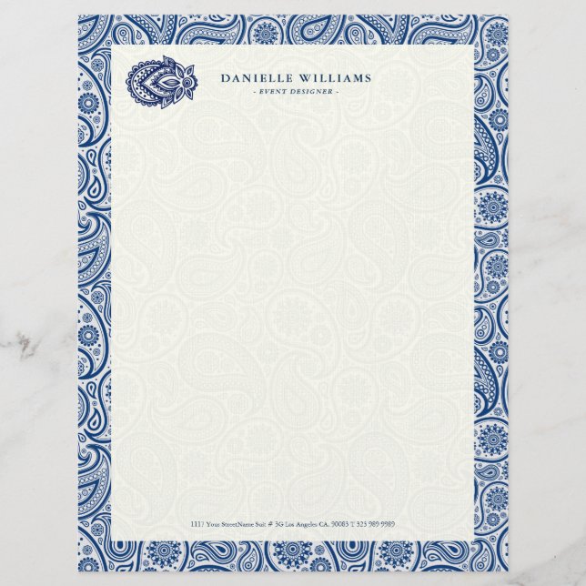 Membrete Paisaje blanco y azul marino (Anverso)