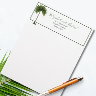 Membrete Palm Tree Tropical Green Style