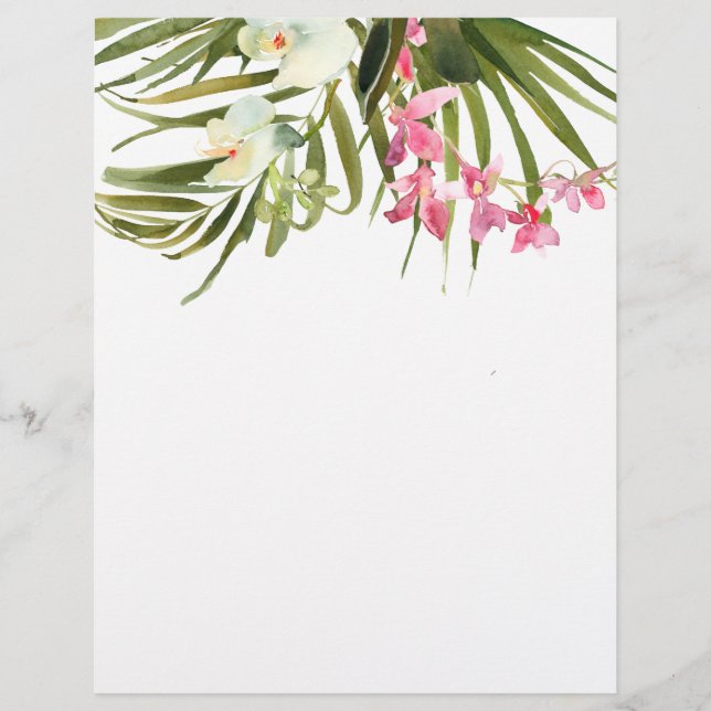 Membrete Palmeras Tropicales Orquídeas Morales Florales Ros (Anverso)