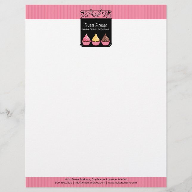 Membrete Panadería de Letrero de Cupcake (Anverso)