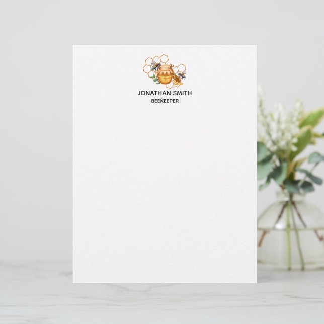 Membrete Panal de abeja de acuarela moderna (Anverso de pie)