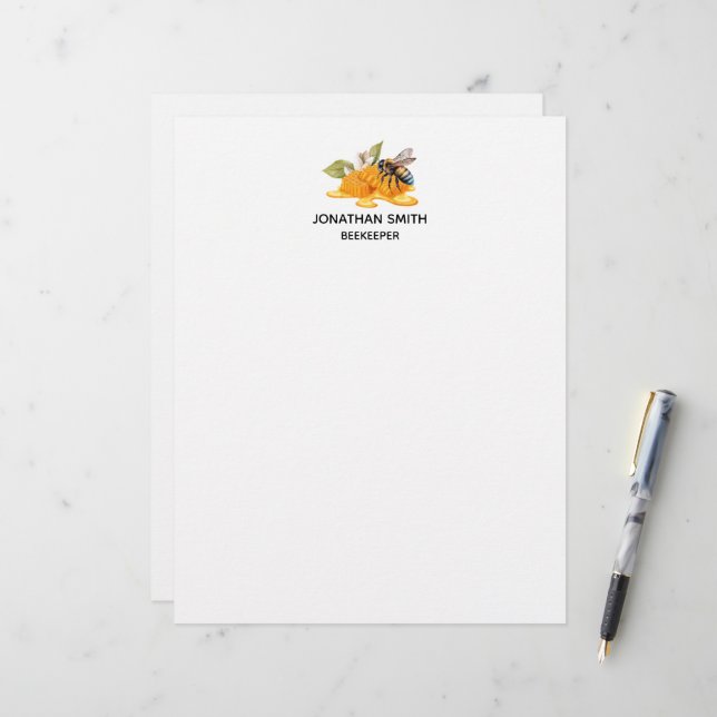 Membrete Panal elegante con abeja (Anverso/Reverso In Situ)