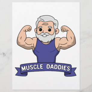 Membrete Papá Musculoso Kawaii Barbudo y Adorable