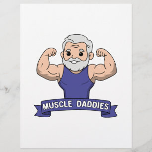 Membrete Papá Musculoso Kawaii Barbudo y Adorable