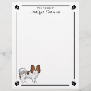 Membrete Papillon Cartoon de perro color sable rojo con pat