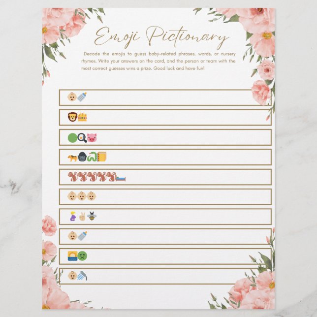 Membrete Paquete Baby Shower - Emoji de imágenes (Anverso)