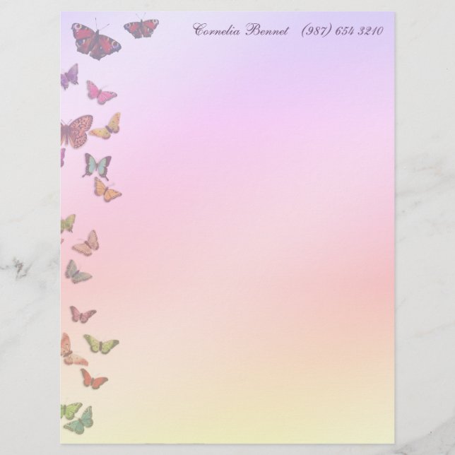 Membrete Pastel Butterflies (Anverso)