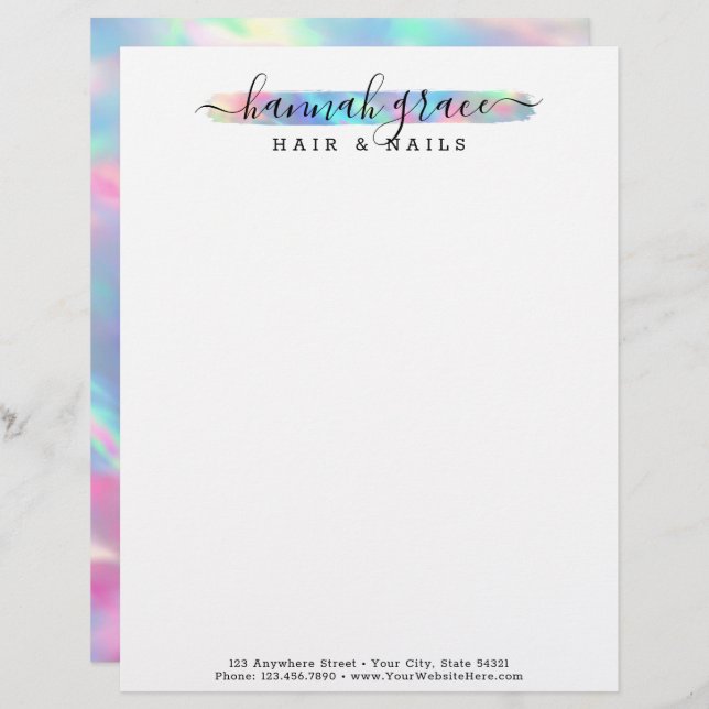 Membrete Pastel de pintura arcoiris Swash Elegante logo Per (Anverso / Reverso)