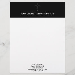 Membrete Pastor de iglesia de esquema de cruz blanca negra