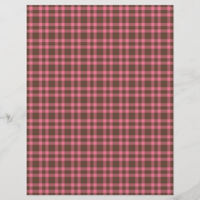Membrete Patrón de Cuadros Rosa Marrón (Anverso)