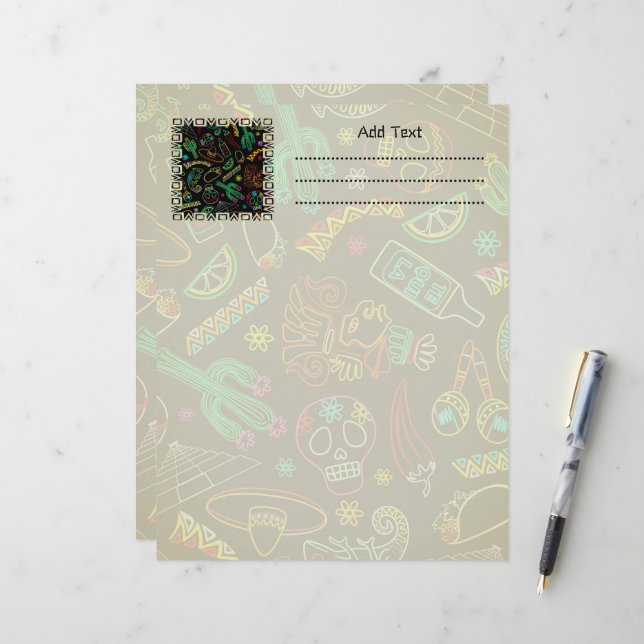 Membrete Patrón de Fiesta de México (Anverso/Reverso In Situ)