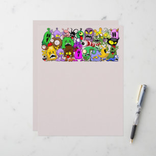 Membrete Patrón de Halloween de personajes adorables